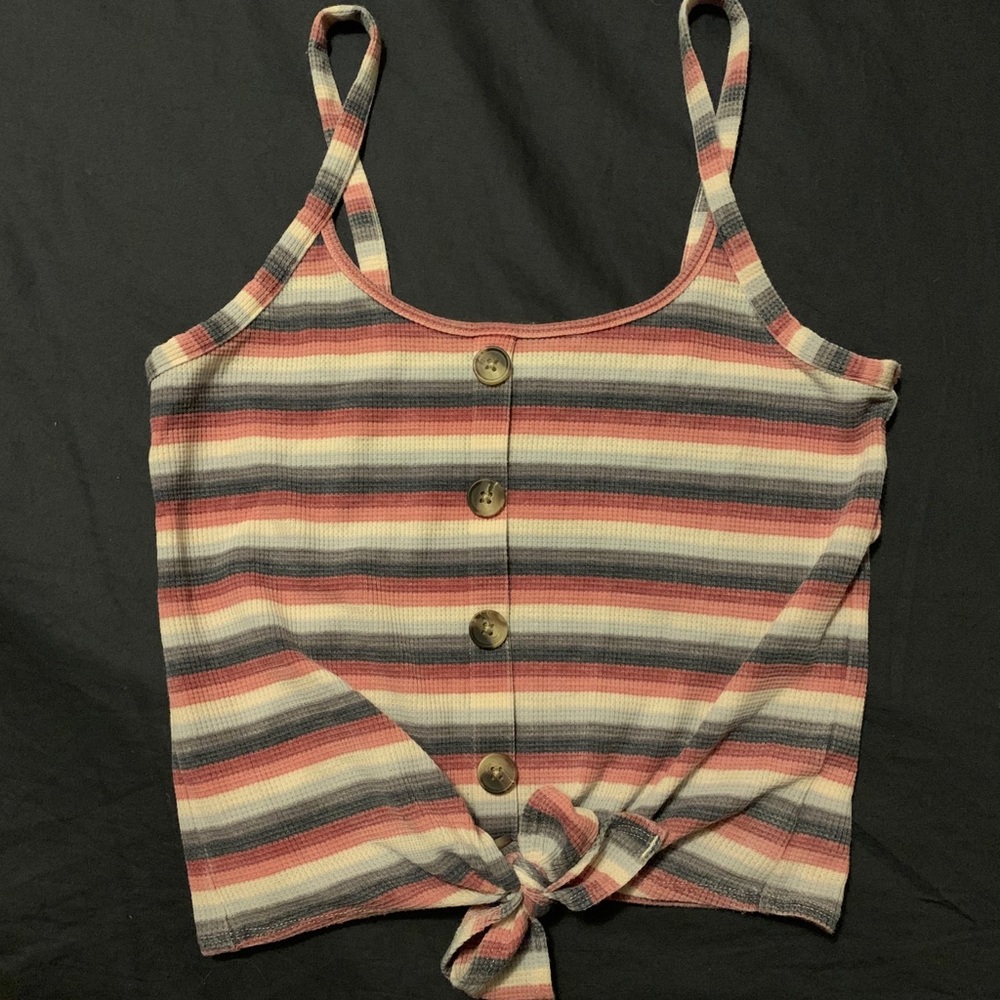 American eagle striped button down tank with tie